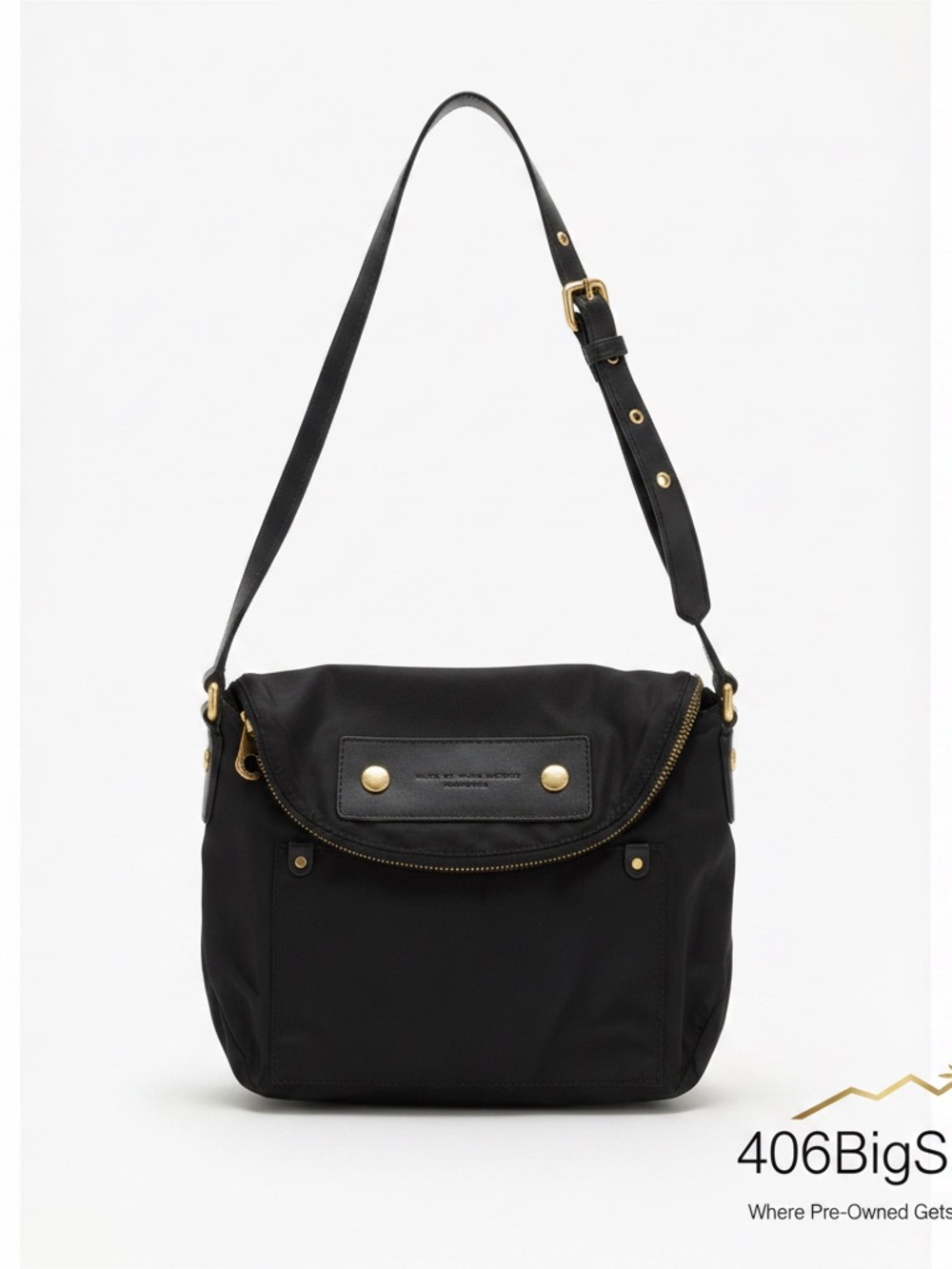 Marc by Marc Jacobs Black Nylon Shoulder Bag with Gold Hardware